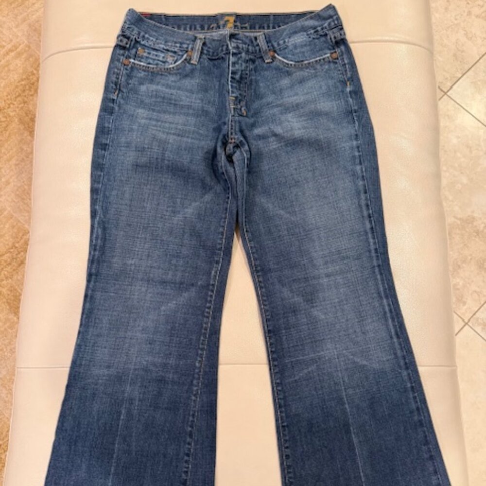 Seven For All Mankind Dojo Jeans Size 30 Wide Leg Flare Medium Wash